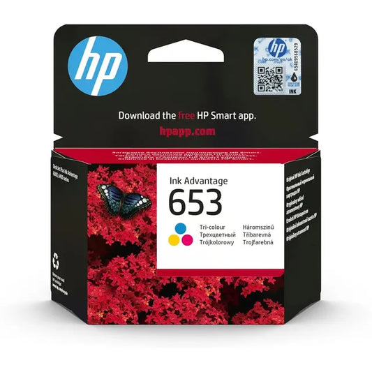 خرطوشة حبر طابعة إتش بي ملون ة أصلية HP 653 Tri-Color Ink Advantage للصور والمستندات