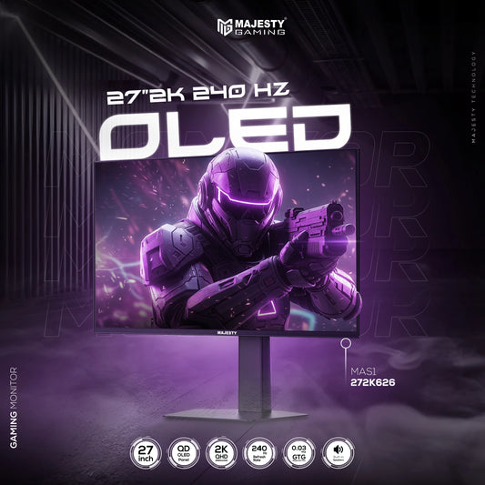 شاشة العاب ماجستي GAMING 27 INCH 240HZ 2K IPS شاشة ماجيستي للقيمنق مقاس 27 انش MAS1-272K609 | دقة 2K اكيو اتش دي | معدل التحديث 240 هرتز والاستجابة 0.5 ملي ثانية | قاعده مشتركه واناره RGB
