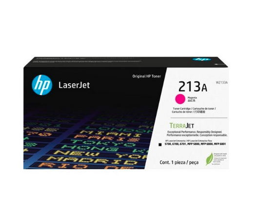 خرطوشة ماجنتا HP 213A (CF423A) أصلية بعائد 3000 صفحة. متوافقة مع طابعات HP Enterprise 5700، 5800، 6700، 6800. توصيل سريع وضمان أصالة من UnitedSystems.