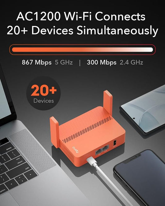 راوتر السفر المصغر كودي Cudy AC1200 Pocket Mini WiFi VPN Router | ترجمة شبكات الفنادق | الموديل TR1200