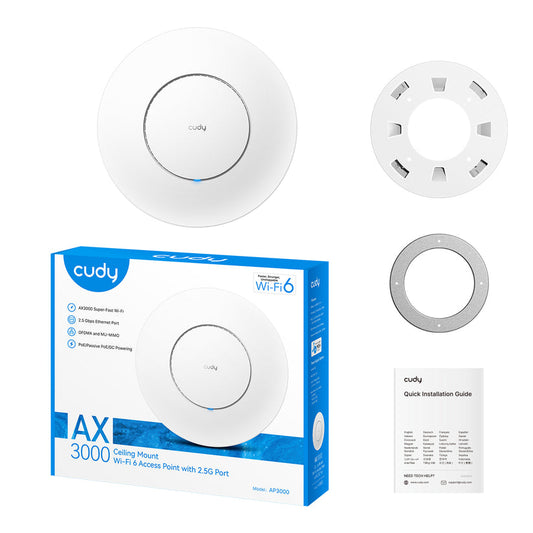 راوتر ونقطة وصول كودي جيجابت الجيل السادس Cudy AX3000 2.5G Wi-Fi 6 Access Point | منفذ 2.5 جيجابت في الثانية مدرع | الموديل AP3000