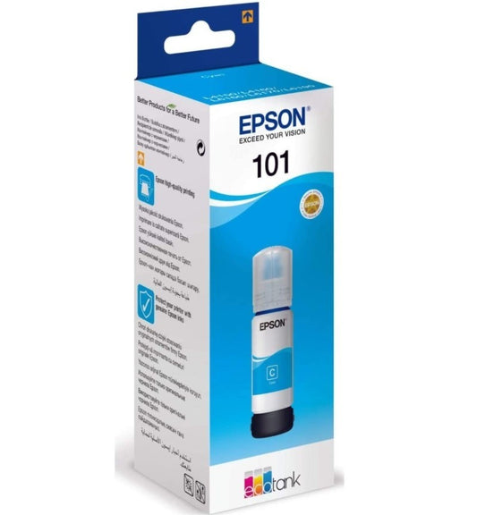زجاجة حبر إبسون أزرق سماوي أصلي عالي الكفاءة Epson 101 Cyan EcoTank (70ml) C13T03V24A