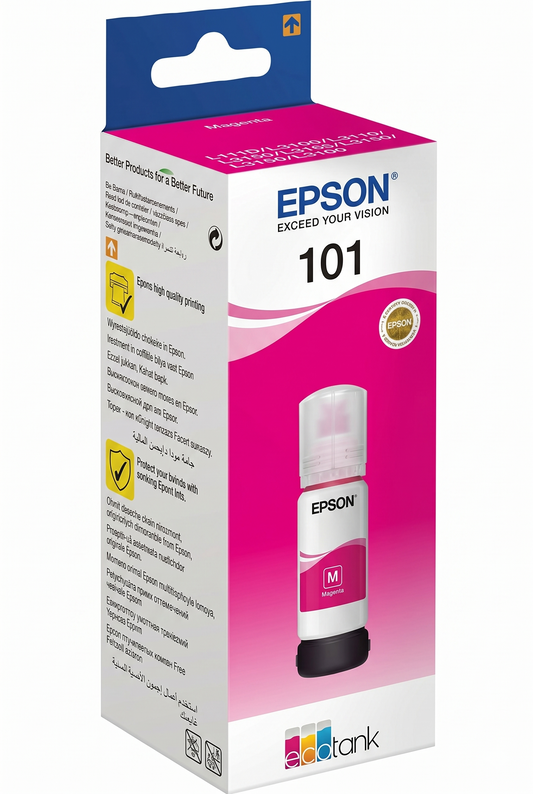 زجاجة حبر إبسون أرجواني أصلي عالي الكفاءة للصور Epson 101 Magenta EcoTank (70ml) C13T03V34A - United Systems