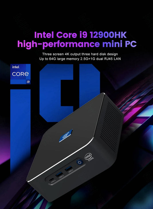 S600 Gaming Mini PC Core  i9 12700H 32GB DDR4 1TB SSD m.2 PCIE4.0  Desktop Computer 2*2.5G LAN 4*4K WiFi6
