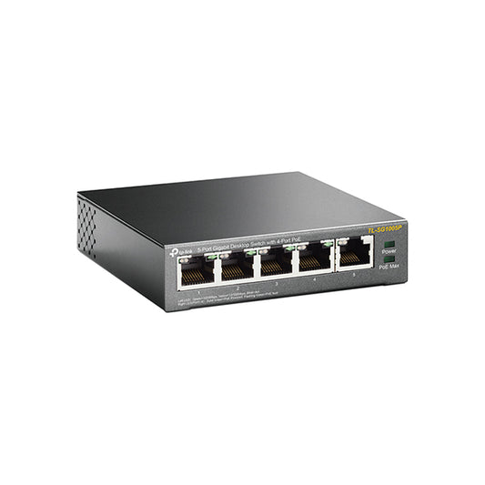 سويتش تاب لينك 5 بورت TPLINK GIGA POE SG 5 PORT موزع شبكات سلكي مكتبي جيجابت تي بي لينك 5 منافذ TL-SG1005P | فئة Unmanaged وسرعة 1Gbps لتغذية كاميرات الـ IP