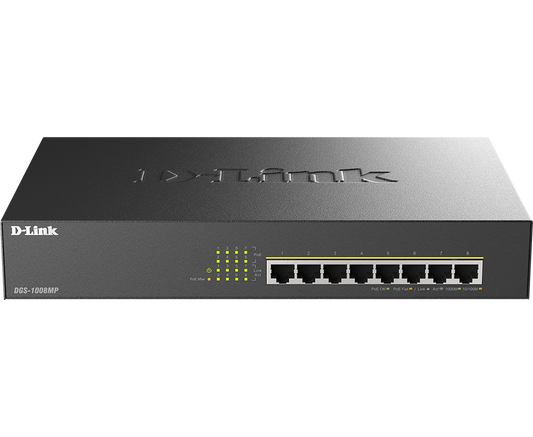 سويتش دي لينك 8 منافذ جيجابت إيثرنت D-Link 8-Port Gigabit Max PoE Switch | الموديل DGS-1008MP