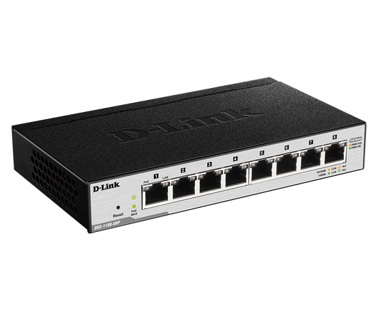 سويتش دي لينك الذكي 8 منافذ جيجابت باور إيثرنت D-Link 8-Port Gigabit PoE Smart Managed Switch | الموديل DGS-1100-08P