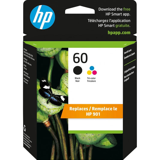 عبوة أصلية HP 60 سوداء وثلاثية الألوان (N9H63FN) - 2 خرطوشة | متوافقة مع HP DeskJet, ENVY, PhotoSmart | إنتاجية عالية | UnitedSystemsحبر hp أصلي ملون 60