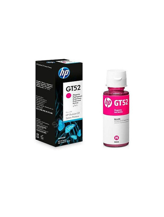 زجاجة حبر HP GT52 أرجواني أصلي - إنتاجية 8000 صفحة - UnitedSystemsحبر اتش بي 52 اصلي احمر INK HP GT52 MAGENTA BOTTLE