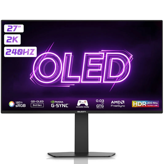 شاشة العاب ماجستي GAMING 27 INCH 240HZ 2K IPS   شاشة ماجيستي للقيمنق مقاس 27 انش MAS1-272K609 | دقة 2K اكيو اتش دي | معدل التحديث 240 هرتز والاستجابة 0.5 ملي ثانية | قاعده مشتركه واناره RGB