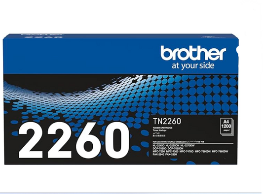 **خرطوشة حبر Brother الأصلية TN-2260 – أسود – تطبع 1200 صفحة – متوافقة مع HL-2240D وDCP-7060D وMFC-7860DW**
