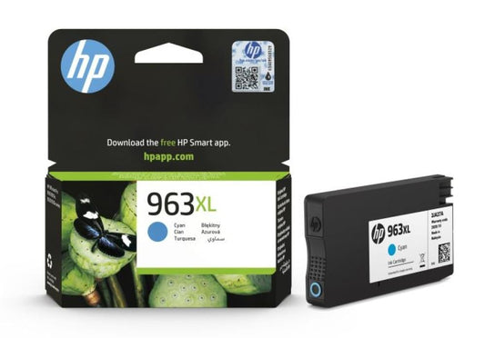 HP 963XL Cyan Original Ink Cartridge – خرطوشة حبر سماوي أصلية عالية الإنتاجية | حتى 1600 صفحة | متوافقة مع HP OfficeJet Pro 9010/9020 Series | UnitedSystems