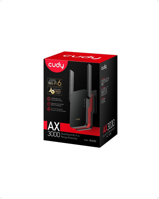 موسع نطاق ومقوي WiFi 6 كودي Cudy AX3000 Mesh WiFi 6 Extender | سرعة 3 جيجابت في الثانية | التغطية 3000 قدم مربع | الموديل RE3000