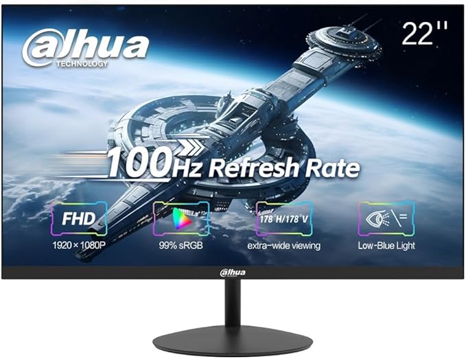شاشة دهوا  DAHUA MORNITOR 22   شاشة داهوا  مقاس 22 بوصة فئة LED VA | دقة Full HD | معدل تحديث 100 هرتز انسيابي | سماعات كمبيوتر وكاميرات مراقبة ضد التوهج - United Systems