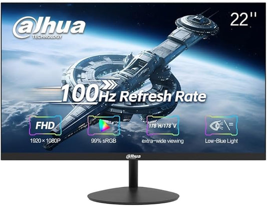 شاشة دهوا  DAHUA MORNITOR 22   شاشة داهوا  مقاس 22 بوصة فئة LED VA | دقة Full HD | معدل تحديث 100 هرتز انسيابي | سماعات كمبيوتر وكاميرات مراقبة ضد التوهج - United Systems