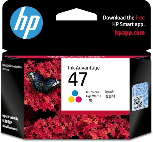 خرطوشة حبر HP أصلية ثلاثية الألوان TRI-HP 47 | موديل 6ZD61AE | حتى 700 صفحة | متوافقة مع HP DeskJet 4828 | UnitedSystems