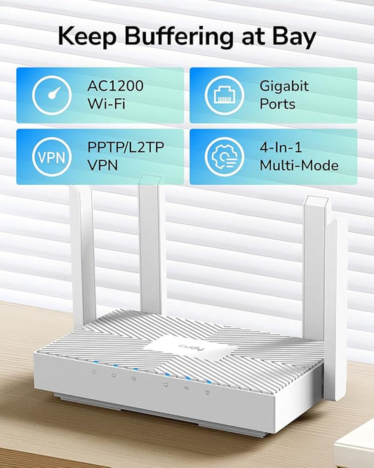 راوتر كودي جيجابت ثنائي النطاق Cudy AC1200 Gigabit Mesh Wi-Fi Router | كثافة 100م² | الموديل WR1300E 2.0