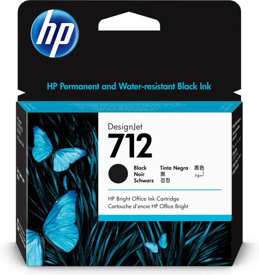 خرطوشة حبر HP 712 أسود أصلية 80 مل - 3ED71A | T650, T630, T230, Studio Plotter