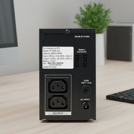 جهاز منظم ومزود الطاقة الاحتياطي بيتكيك PEKTECH 650VA بقوة 390 واط | مستقر AVR وبطارية مدمجة | موديل PT-F650-LED