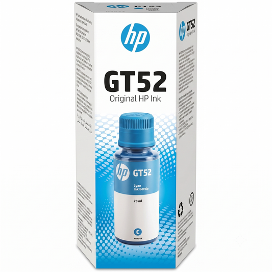 زجاجة حبر إتش بي أزرق سماوي أصلي HP GT52 عالي الإنتاجية لطابعات Ink Tank (70ml)