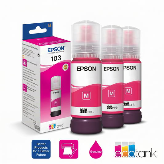 زجاجة حبر إبسون أرجواني أصلي عالي الكفاءة Epson 103 Magenta EcoTank (65ml)
