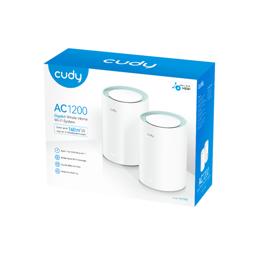 ظام واي فاي كودي Cudy AC1200 Whole Home Gigabit Mesh Wi-Fi System | الموديل M1300 2.0      مقوي كودي ميش CODY AC1200 MESH M1300