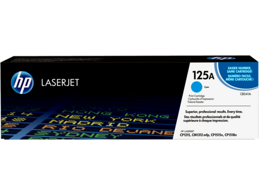 مجموعة خراطيش HP 125A ثلاثية الألوان أصلية – سماوي، أرجواني، أصفر (CF373AM) | إنتاجية تصل إلى 4200 صفحة | متوافقة مع HP CP1215, CP1515n, CM1312